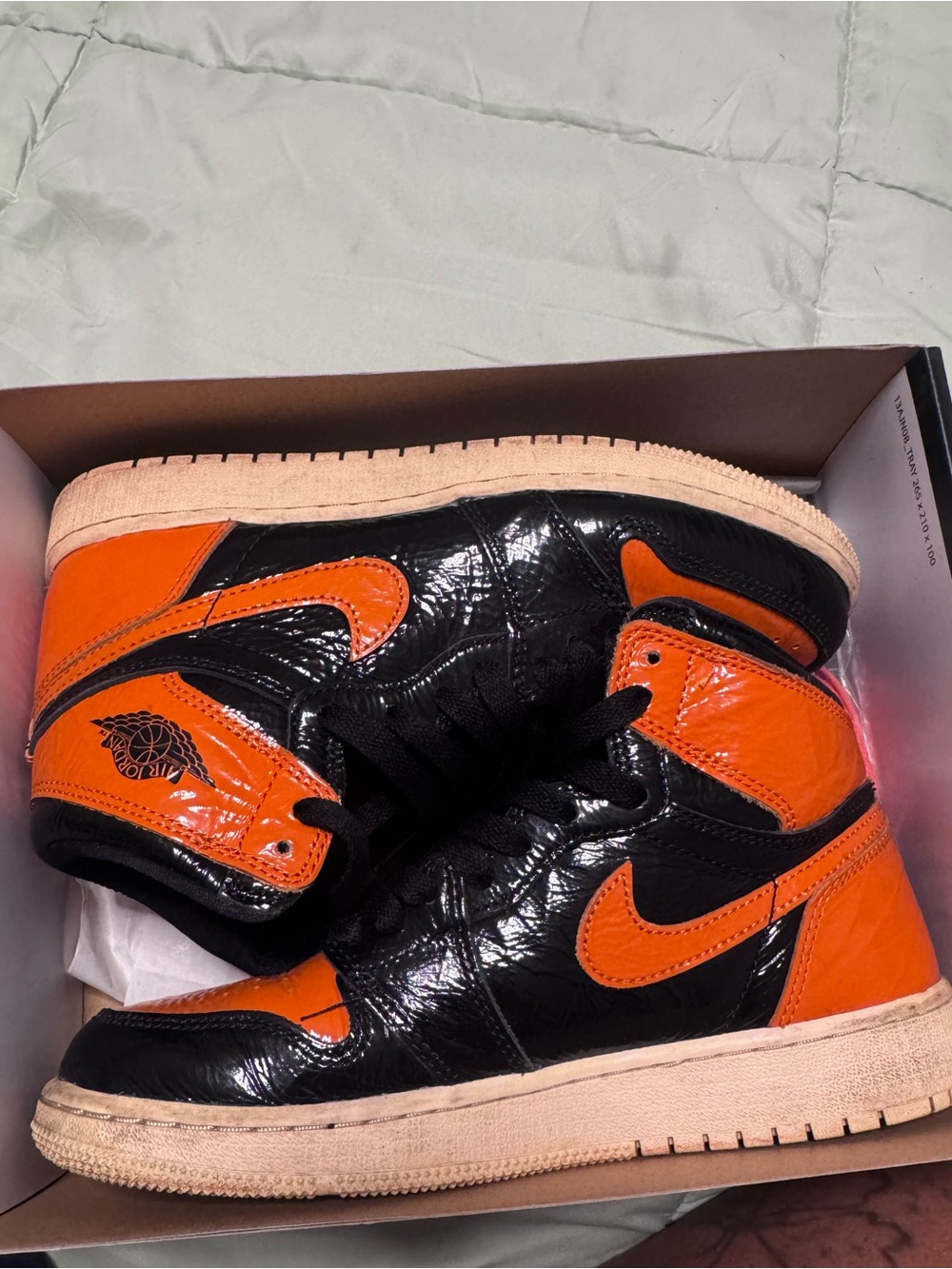 Nike Air Jordan 1 Mid - Black & Orange Patent Leather